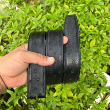 Custom Real Black Full Quill Ostrich Leather Belt Handmade Men's Belt W 1.5''