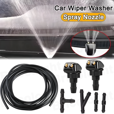 #ad Car Universal Windshield Washer Hose Wiper Blade Pipe Jet Spray Tube Nozzle kit $9.20