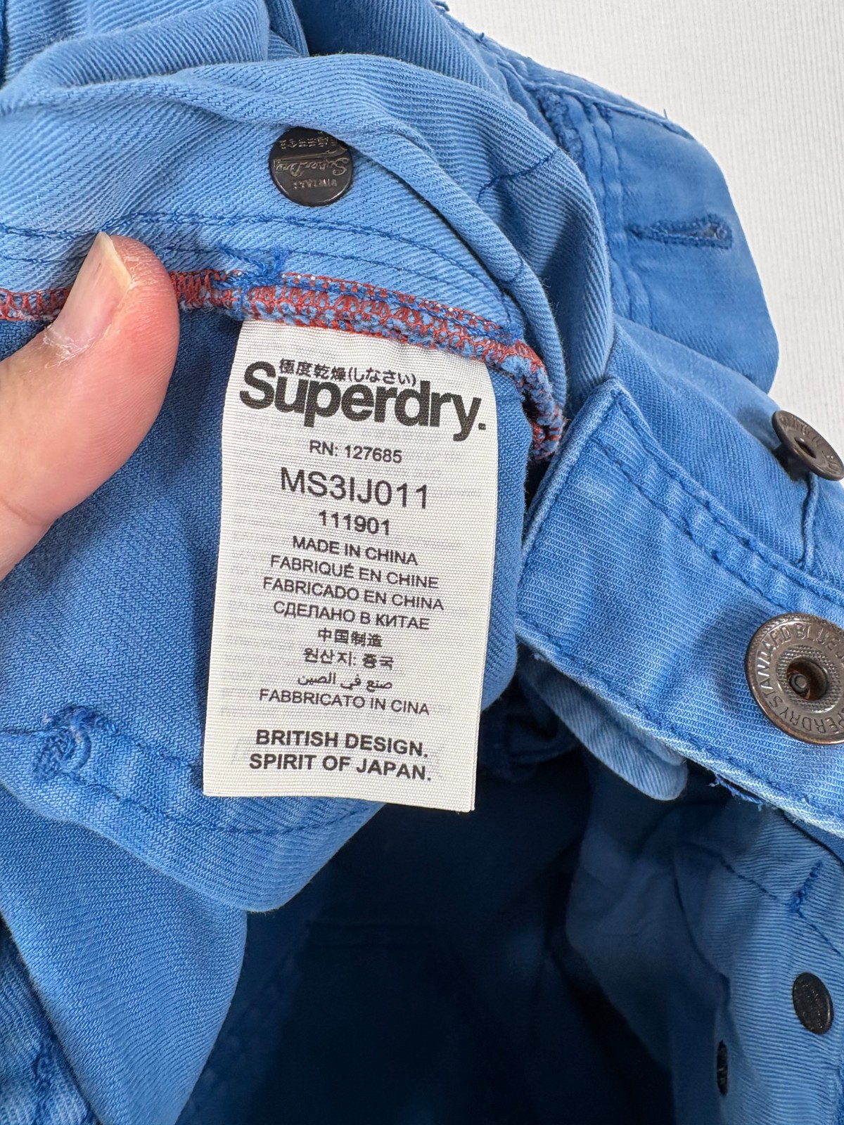 Superdry Mens Blue Copper Denim Corporal Slim Shorts Size 34 MS3IJ011 image 3