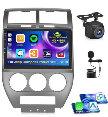 4+64G Android 15 Car Radio Stereo GPS +Camera For Jeep Compass Patriot 2006-2010