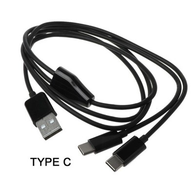 Universal 2 in 1 Fast Charging Cord Splitter USB to 2 Type-C Charging Cable