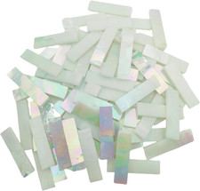 1.57" X 0.4" Rectangular Iridescent Stained Glass Strip, 7Oz Glass Mosaic Tiles