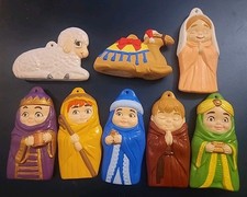 Vintage 80's Alberta's Molds Ceramic Christmas Nativity Ornaments Made in USA