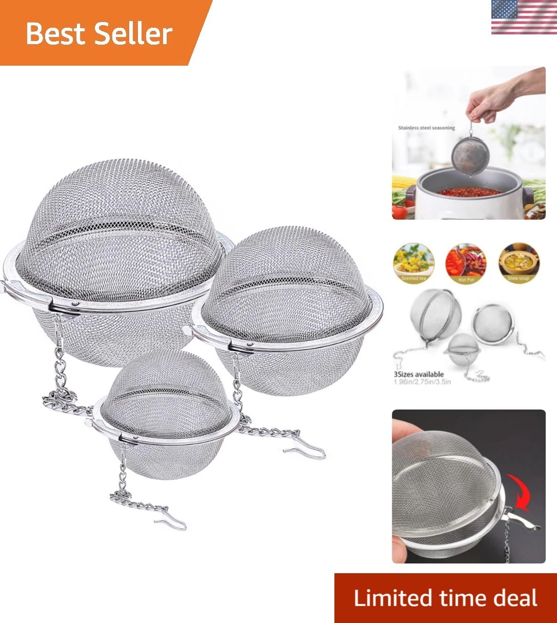 Stainless Steel Mesh Tea Ball, Extra Fine Mesh Tea Infuser for Loose Leaf Tea...
Opens in a new wind
