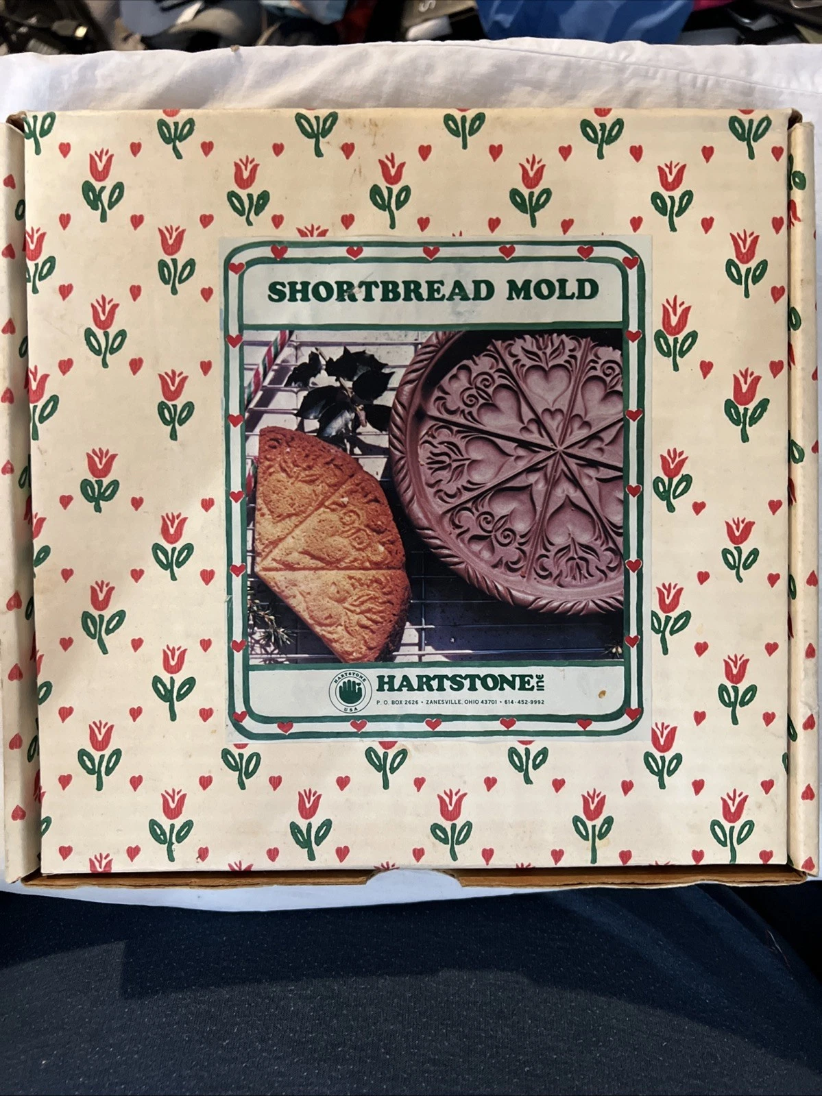 Vintage Hartstone Shortbread Mold Stoneware Cookie Pan Hearts 10" - Gently Used
