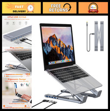 5-in-1 USB C Hub Docking Station, Adjustable Aluminum Laptop Stand, 4-Port USB A