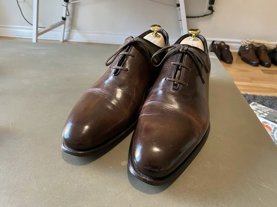 ✨ Oxfords Santoni Wholecut - pátina marrón aplicada a mano - Reino Unido 9 (se adapta a EE. UU. 10) Foto 4 de 4