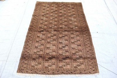 3'5x5'2 Ft Vintage Afghan Handmade Wool Distressed Rug, Peach Living Room Rug