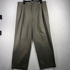 G H Bass Co Mens Khaki Pleated Chino Pants Size 36x30 Cotton Grunge Grandpacore