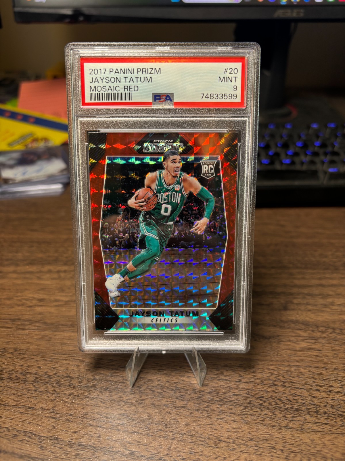 2017-18 Panini Prizm Jayson Tatum RC #20 Red Mosaic PSA 9 Celtics