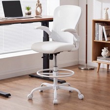 Ergonomic Drafting Chair Tall Office Desk 330LBS Adjustable Foot Ring Flip Arms