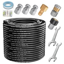 100FT Sewer Jetter Kit for Pressure Washer 4000PSI Drain Cleaner Hose 1/4 Inch