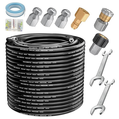 #ad 100FT Sewer Jetter Kit for Pressure Washer 4000PSI Drain Cleaner Hose 1 4 Inch $58.96