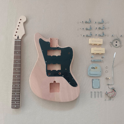 DIY Unfinshed Jazz Master Electric Guitar Kit 2 pcs Body Rosewood FB Bolt on
