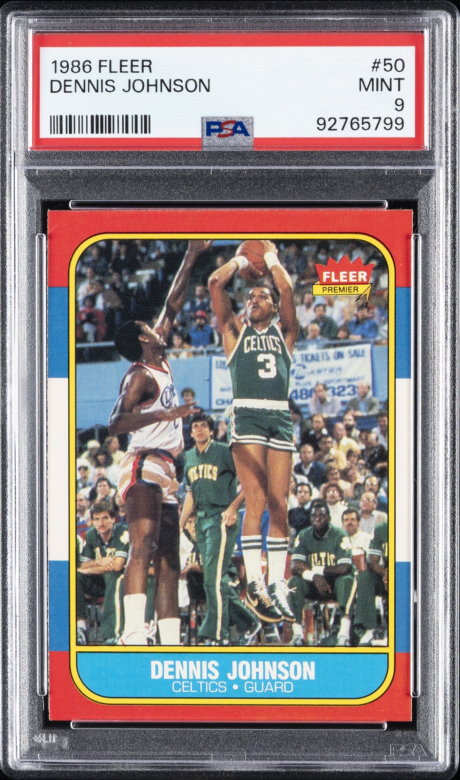 1986 FLEER #50 DENNIS JOHNSON PSA 9