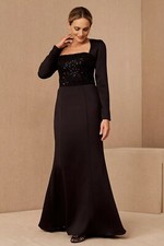 mBHLDN x Amsale Farrah Formal Dress Black Sequin Square Neck Size 8