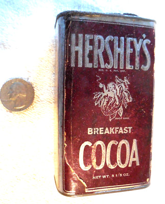 Early 3.2 ounce carboard tin ''HERSHEY'S BREAKFAST COCOA'' w/baby in coca pod