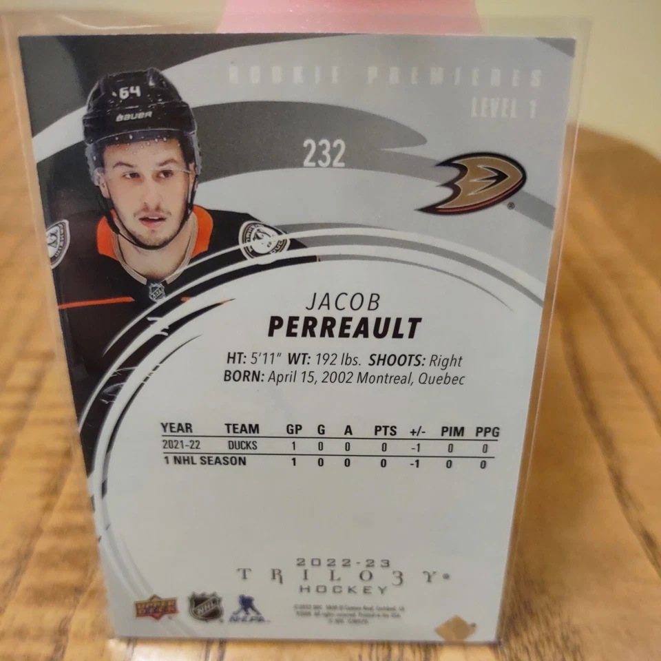 Jacob Perreault 2022-23 Trilogy Rookie Premieres Level One /299 - Image 2 of 2