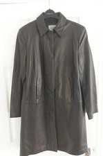 Marks & Spencer Black Leather Coat 12 Rrp£225