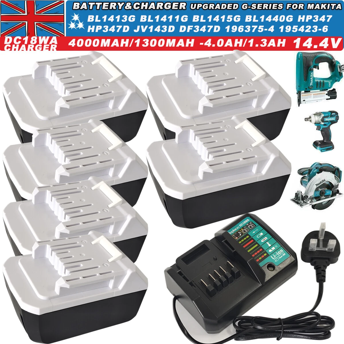 14.4V 1.3A 4.0A Li ion Battery DC18WA Charger for Makita HP457D DF457D TD127D