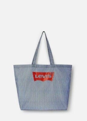 Levi s X Target Tote Reusable Shopping Bag White And Navy Blue Striped *LIMITED 