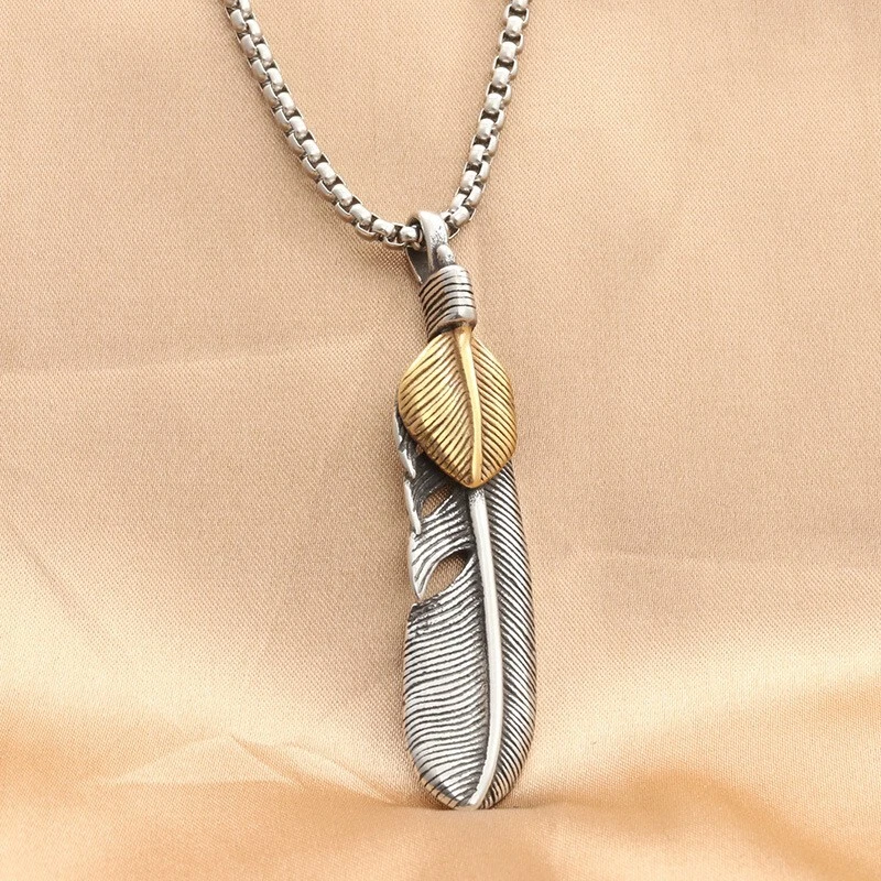 Men's Native American Feather Pendant Necklace Men Women with 22" Chain - Image 4 of 4