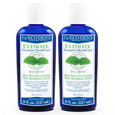 EcoDent Ultimate Sparkling Clean Mint Daily Mouth Rinse, Wound Cleaner, Essen...