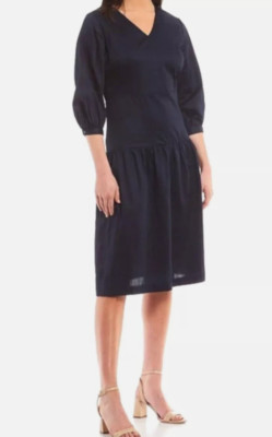 NWT $228 J. McLaughlin Dara Solid Women's Drop Waist Dress Size XL Deep Navy