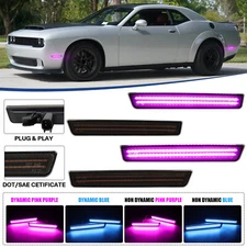4PCS For Dodge Challenger 2015-2023 Front Rear Bumper LED Side Marker Light Lamp