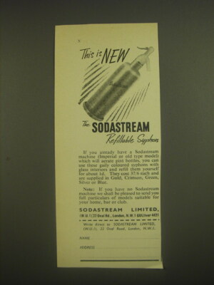 1958 Sodastream Refillable Syphon Advertisement
