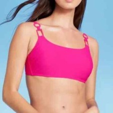 NWT Shade  Shore Pink Ring Detail Bikini Top Size 34B