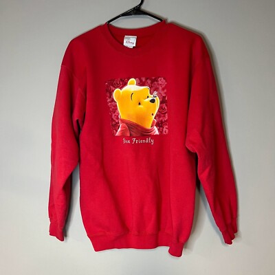VTG Disney Store Winnie The Pooh BEE FRIENDLY Red Sweatshirt 90s 2000s Y2K M/L ?