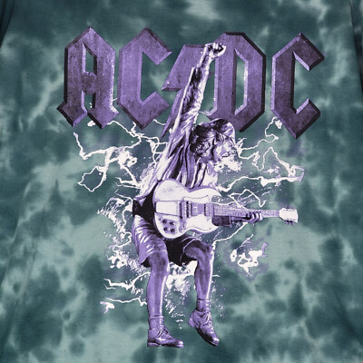 ACDC HIGH VOLTAGE Shirt Mens Extra Large XL GREEN TIE DYE LONG SLEEVE NWT