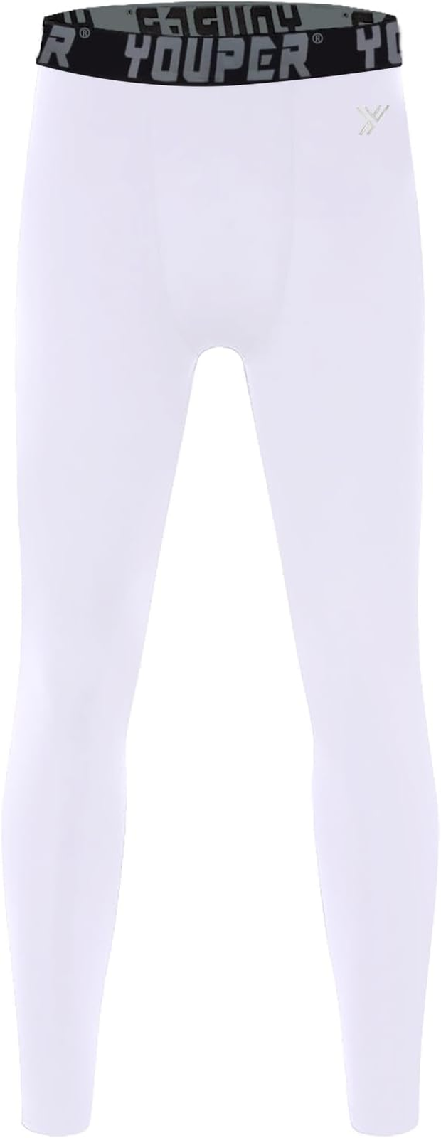 Youth Fleece Compression Leggings, Boys Sports Thermal Base Layer Pants for Foot