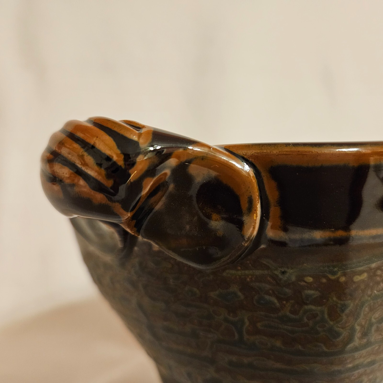 Royce Yoder Studio Art Pottery Bowl Stoneware Rectangle Black Ash Glaze USA 4"