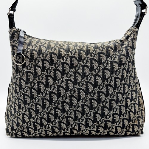Christian Dior Trotter Crossbody Shoulder Bag Purse Canvas Black Auth