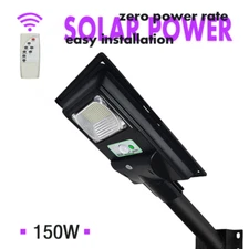 Solar Garden Light 150W Cool White LED Street Lamp Dusk to Dawn Motion Sensor