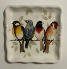 Effeti d'Arte Handmade in Italy decorative plate 4 birds 7" x 7"