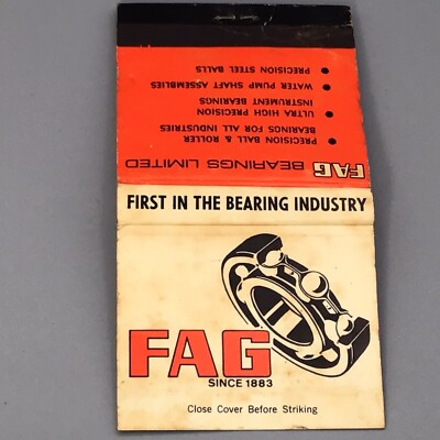 Matchbook VTG  FAG F A G Steel Balls Ball Bearing Advertising Canada Strike Rite