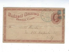 1875, UX3 Postal Card, Chicago IL, W.D. BLUE Fancy