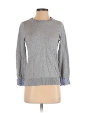 Ann Taylor Loft Gray 3/4 Sleeve Cotton Sweater Small