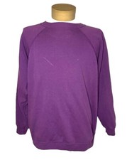 Vintage 90  s Hanes Purple Blank Fall Time Crewneck Sweatshirt Made In USA
