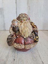 Rustic vintage Jolly santa doll toy bag xmas decor figure