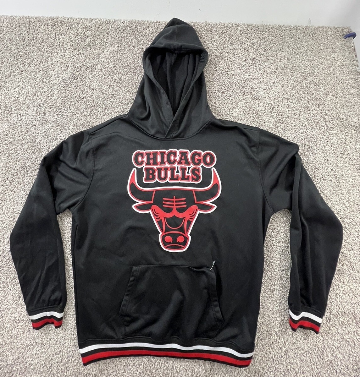 Vintage Y2K Chicago Bulls Hoodie Mens Large Black Red NBA Adult