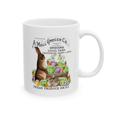 Farmhouse Spring Mug Rabbit Retro Vintage Fresh Produce Farmstand Coffee Tea Cup