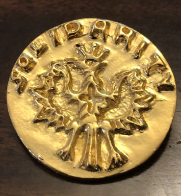 Solidarnosc Pin Vintage Gold Tone Solidarity Solidarnosc Poland Pin Eagle Artist Made ...