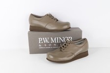 NOS Vintage 90s Streetwear Womens 8.5 2A Chunky Platform Leather Shoes Taupe USA