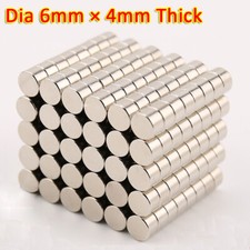 Imanes 6x4 mm Disco Pequeño Fuerte Delgado Redondo Artesanía Imán Cilindro