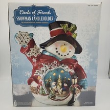 Blue Sky Circle Of Friends Snowman Candleholder Christmas Heather Goldminc w/Box