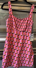 Diane Von Furstenberg Target Pink Modern Geometric Mini Dress Sz 0 New With Tag